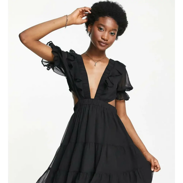ASOS Mini Tea Dress In Chiffon With Tiered Skirt - Dresses