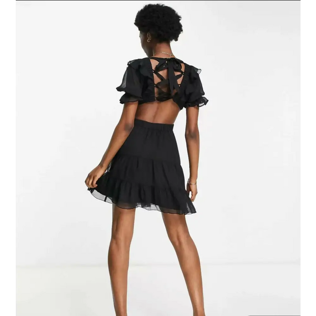 ASOS Mini Tea Dress In Chiffon With Tiered Skirt - Dresses