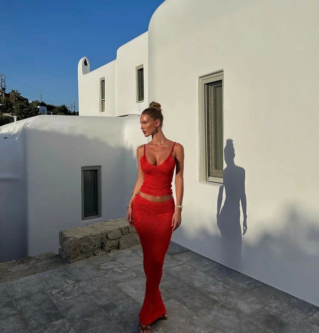 Asta Resort Carolina Set Rossa Sequin - Outfit Sets