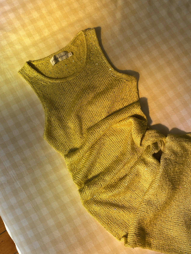 Asta Resort Natalia Maxi Dress in Chartreuse Sequin - Dresses