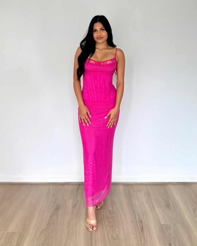 House of CB Oliviera Nalini Maxi Dress Fuchsia