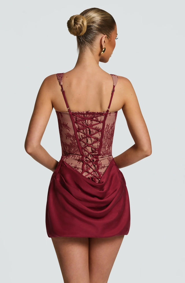 BabyBoo Cornelia Mini Dress - Burgundy Lace - Dresses