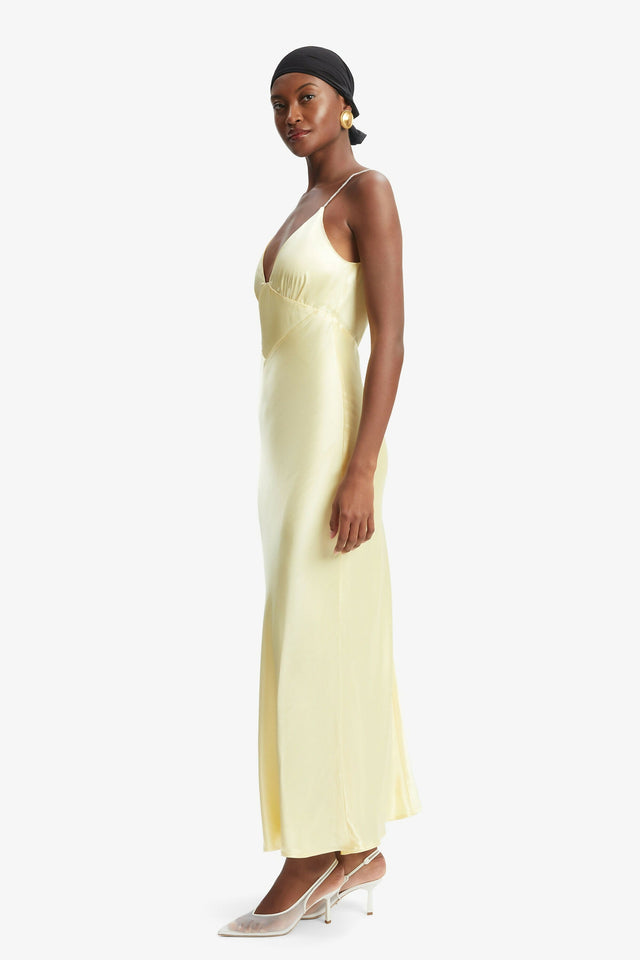 Bardot Capri Diamonte Slip Midi Dress - 8 / Yellow - Dresses