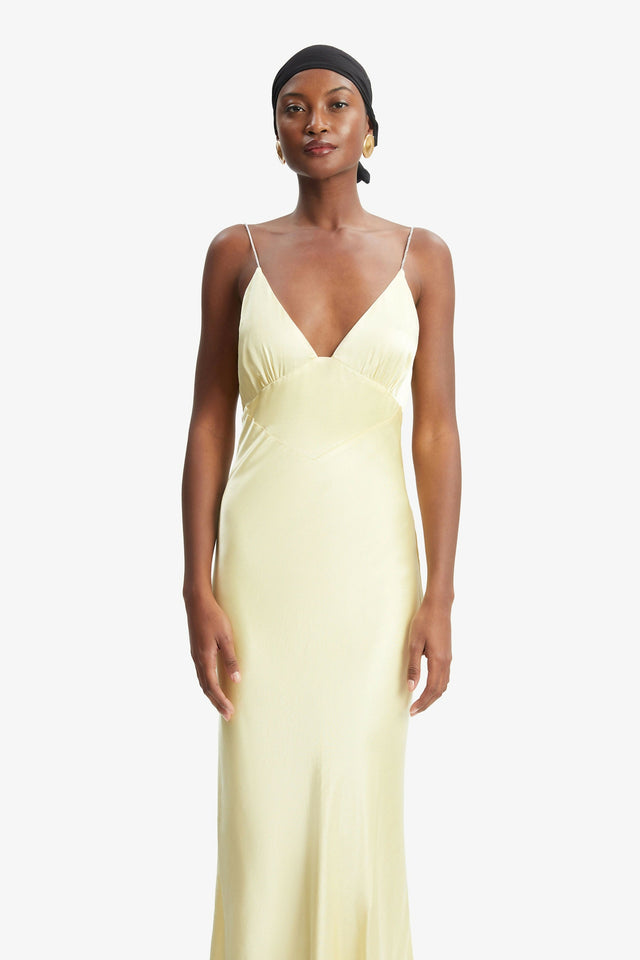 Bardot Capri Diamonte Slip Midi Dress - 8 / Yellow - Dresses