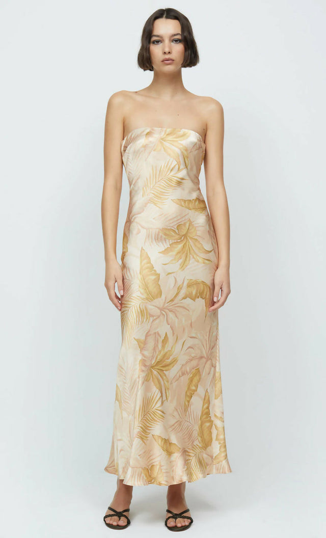 Bec and Bridge Dust Palms Strapless Maxi Dress Dust Palms Print Size 10 - 10 / Print - Dresses
