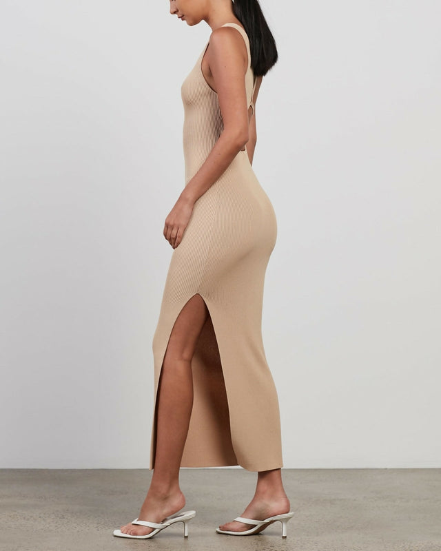 Bec and Bridge Harper Asymmetrical Midi Dress - 6 / Nude - Dresses
