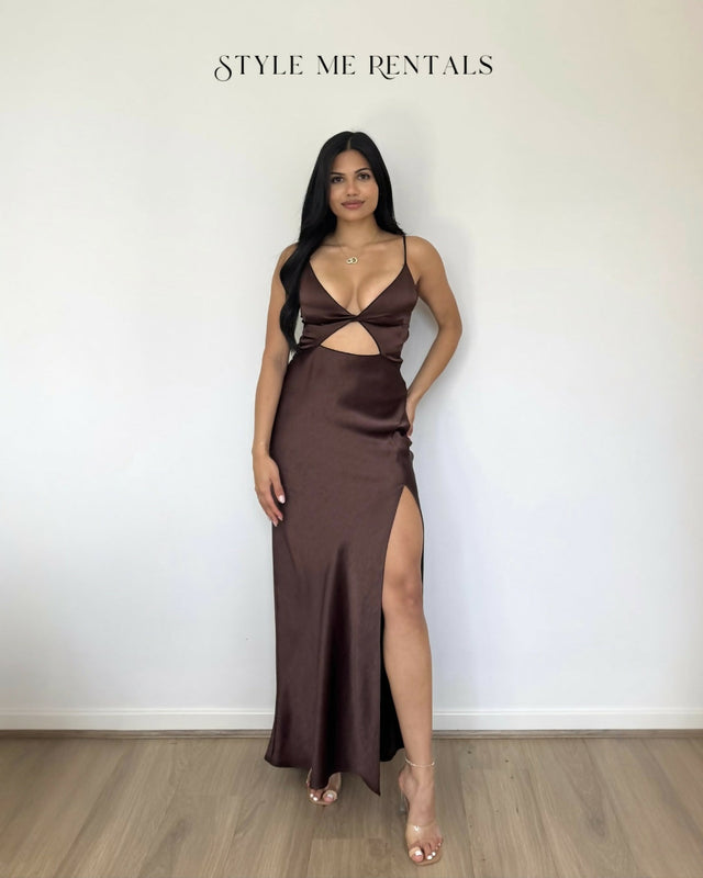 Bec and Bridge Hazel Maxi Dress Chocolate Brown Print Size 8 - 8 / Brown - Dresses