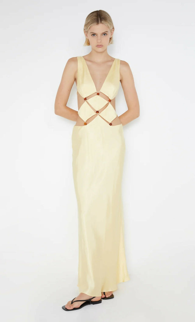 Bec + Bridge Agathe Diamond Dress - 8 / Yellow - Dresses
