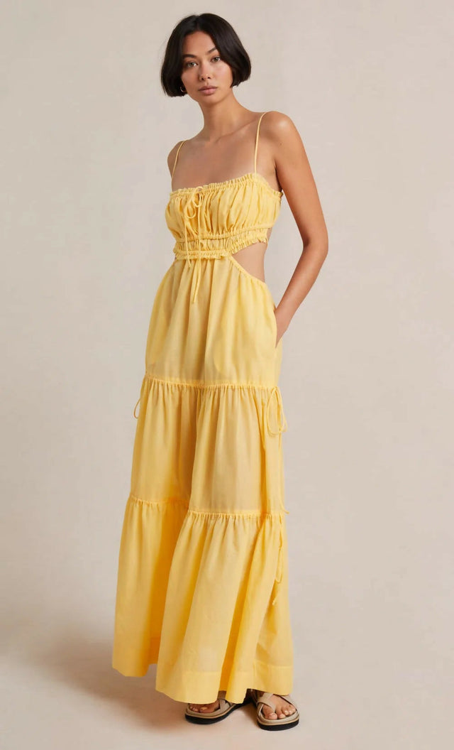 Bec & Bridge Alexandra Tie Maxi Dress in Yellow - 6 / Yellow - Dresses