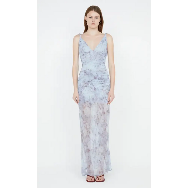 Bec & Bridge Danica V Neck Maxi Dress Chambray Rose Blue Size 10 - 10 / Blue - Dresses