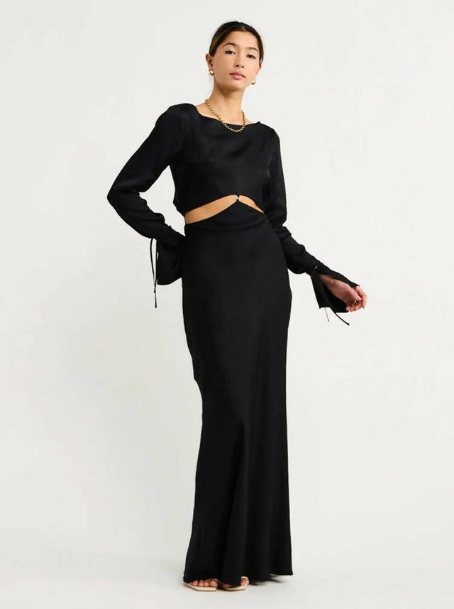 Bec & Bridge Diamond Days Long Sleeve Maxi Dress - 8 / Black - Dresses
