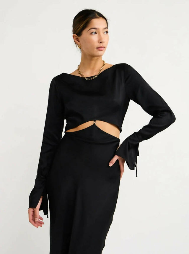 Bec & Bridge Diamond Days Long Sleeve Maxi Dress - 8 / Black - Dresses