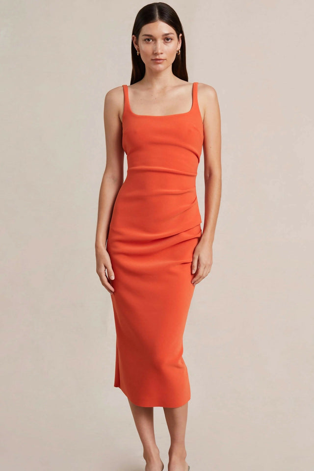 Bec & Bridge Elroy Tuck Midi in Flame - 6 / Orange - Dresses