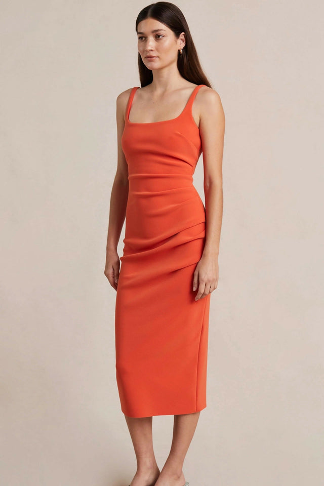 Bec & Bridge Elroy Tuck Midi in Flame - 6 / Orange - Dresses