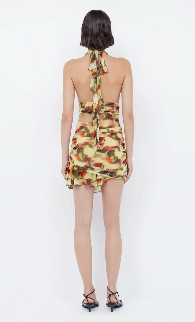 Bec & Bridge Fiore Halter Mini Dress - Citrus Rose - 8 / Floral - Dresses