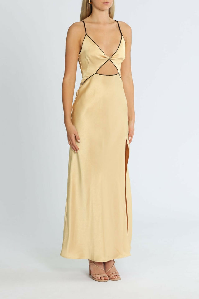 Bec & Bridge Hazel Maxi Dress Wheat Gold Size AU 8 - 8 / Gold - Dresses