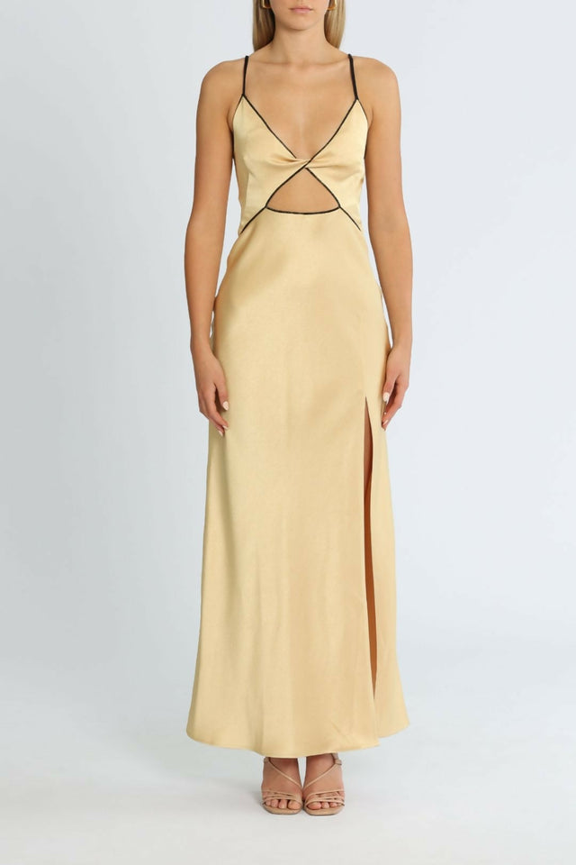 Bec & Bridge Hazel Maxi Dress Wheat Gold Size AU 8 - 8 / Gold - Dresses