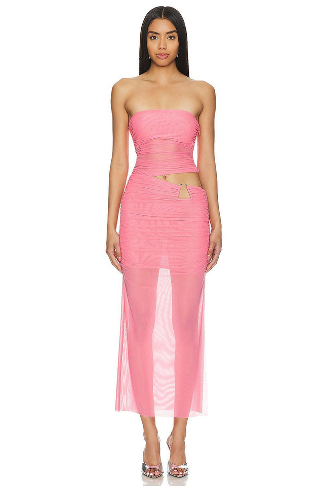 Bec & Bridge Iona Grapefruit Midi Dress - 8 / Pink - Dresses
