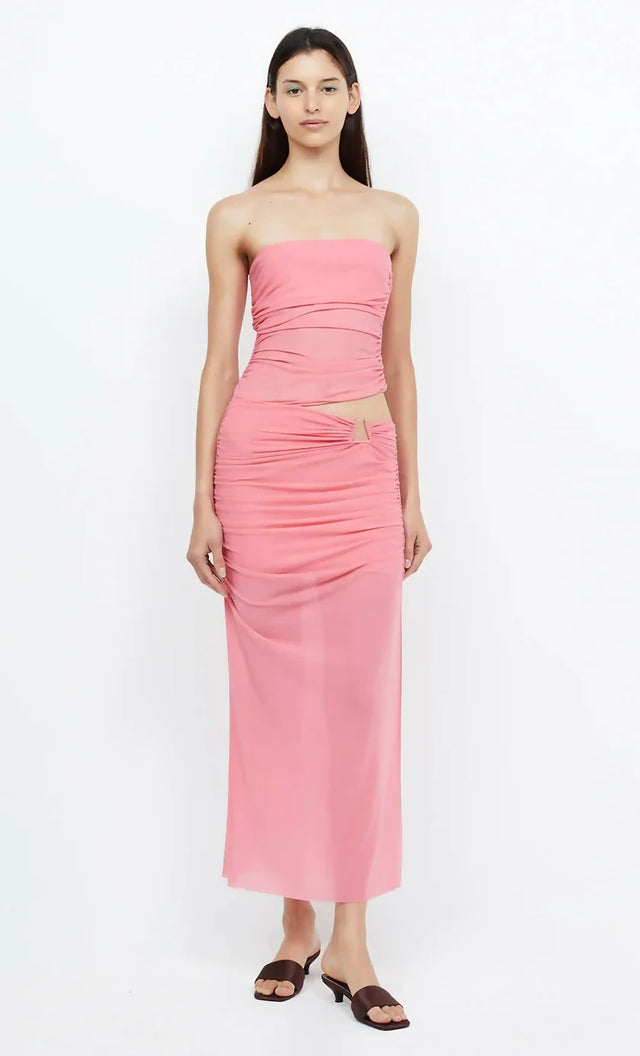 Bec & Bridge Iona Strapless Dress in Grapefruit - 8 / Pink - Dresses