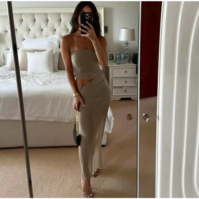 Bec & Bridge ‘Iona’ Taupe Midi - XS / Grey - Dresses