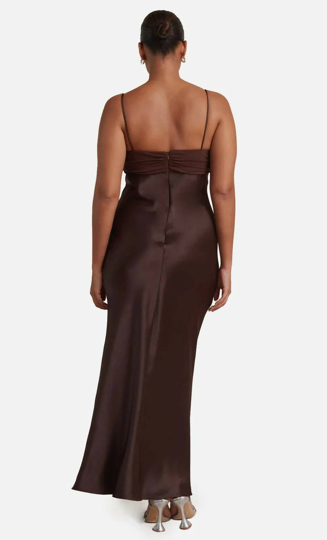 Bec & Bridge Julieta Silk Maxi Dress in Chocolate - 8 / Brown - Dresses