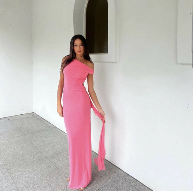 Bec & Bridge Kailani Asymmetrical Maxi Dress in Grapefruit Pink - Dresses