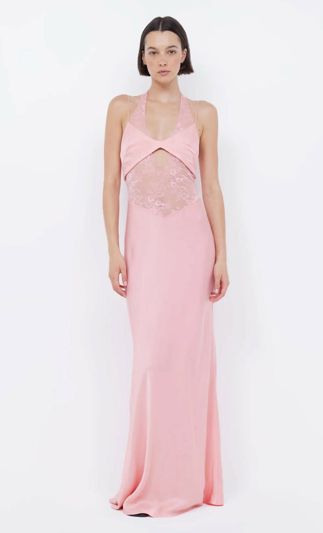 Bec + Bridge Liv Halter Maxi Gown Pink Sherbert - 8 / Pink - Dresses