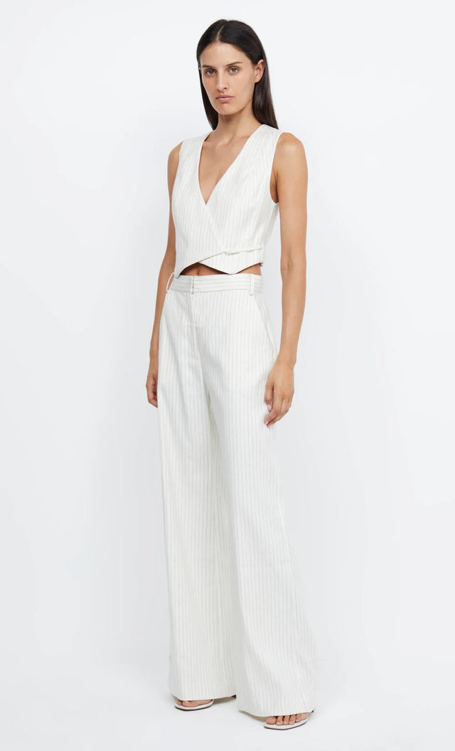 Bec & Bridge Lou Pinstripe Vest and Pants Set Ivory Size AU 6 - 6 / White - Outfit Sets