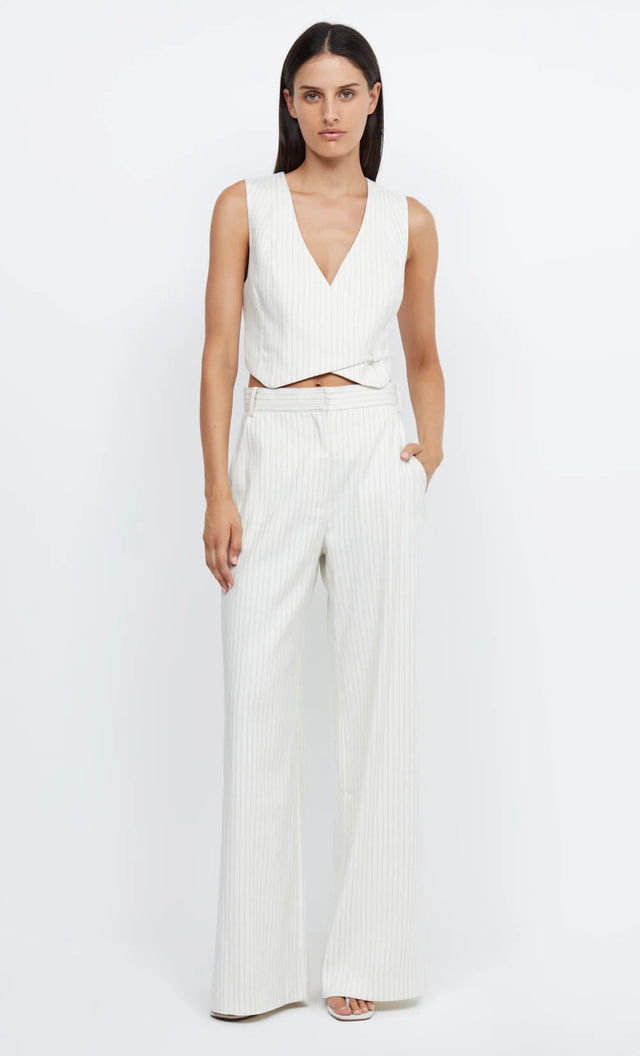 Bec & Bridge Lou Pinstripe Vest and Pants Set Ivory Size AU 6 - 6 / White - Outfit Sets