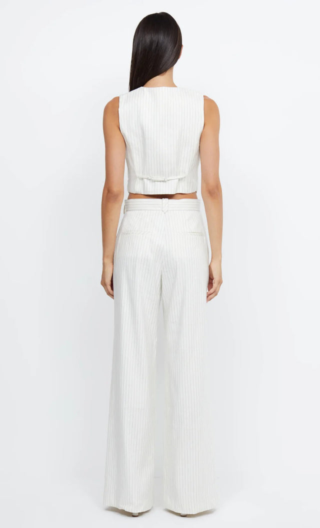 Bec & Bridge Lou Pinstripe Vest and Pants Set Ivory Size AU 6 - 6 / White - Outfit Sets
