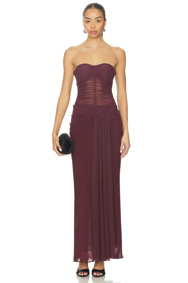BEC + BRIDGE Noemi Strapless Dress in Plum - 8 / Red - Dresses