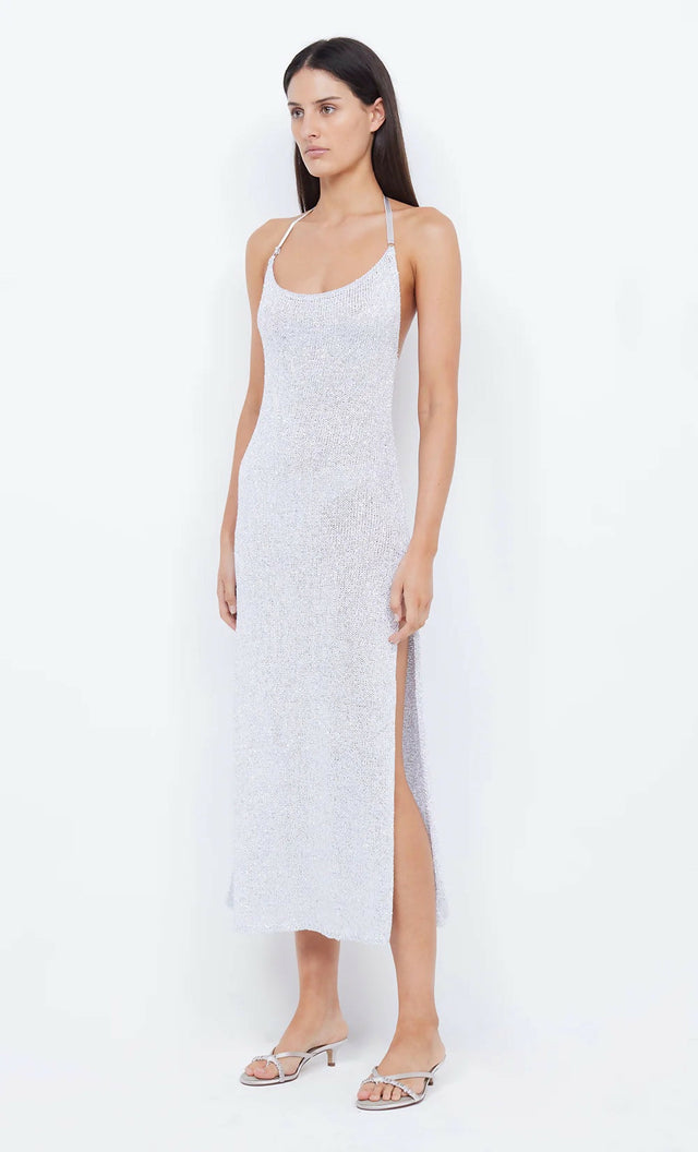 Bec + Bridge Sadie Sequin Knit Midi Crystal - 8 / Silver - Dresses