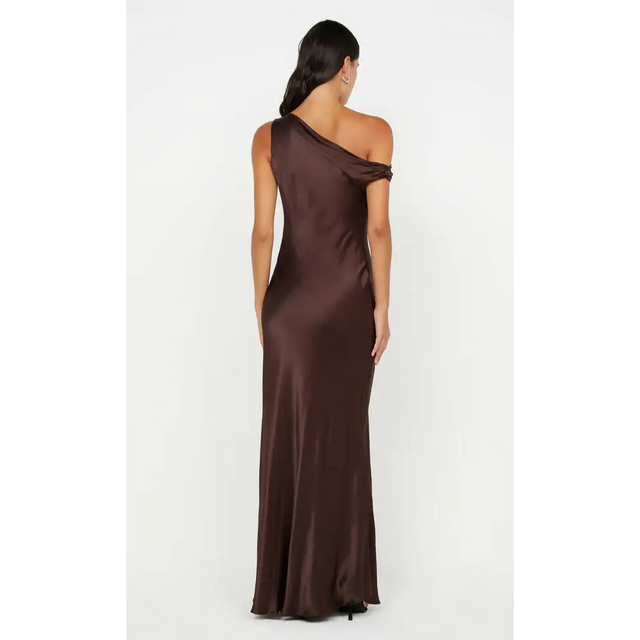 Bec & Bridge Sol Asym Dress Dark Chocolate Size 12 - 12 / Brown - Dresses