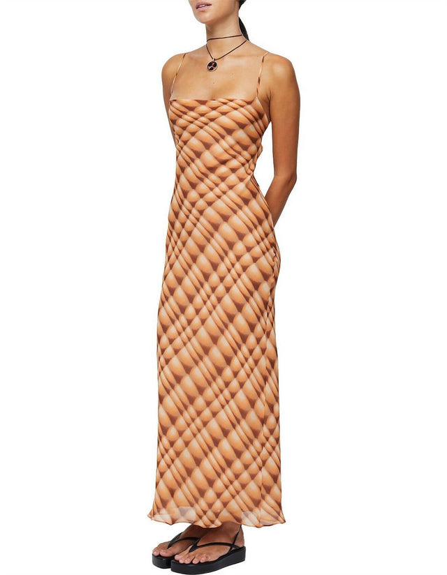 Bec & Bridge Soleil Slip Maxi Dress - Golden Hour Check - 8 / Multi - Dresses