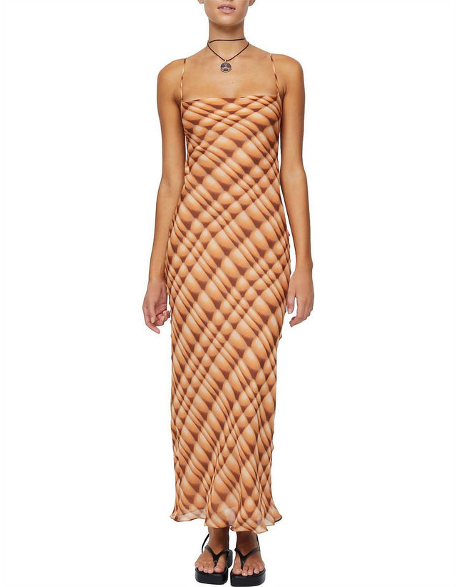 Bec & Bridge Soleil Slip Maxi Dress - Golden Hour Check - 8 / Multi - Dresses