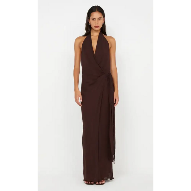 Bec & Bridge Soneva Wrap Dress Chocolate Brown Size 8 - 8 / Brown - Dresses