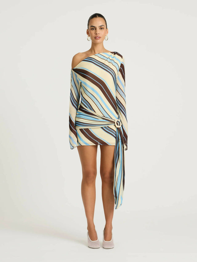 BENNI Elise Mini Dress Ocean Stripes - Dresses