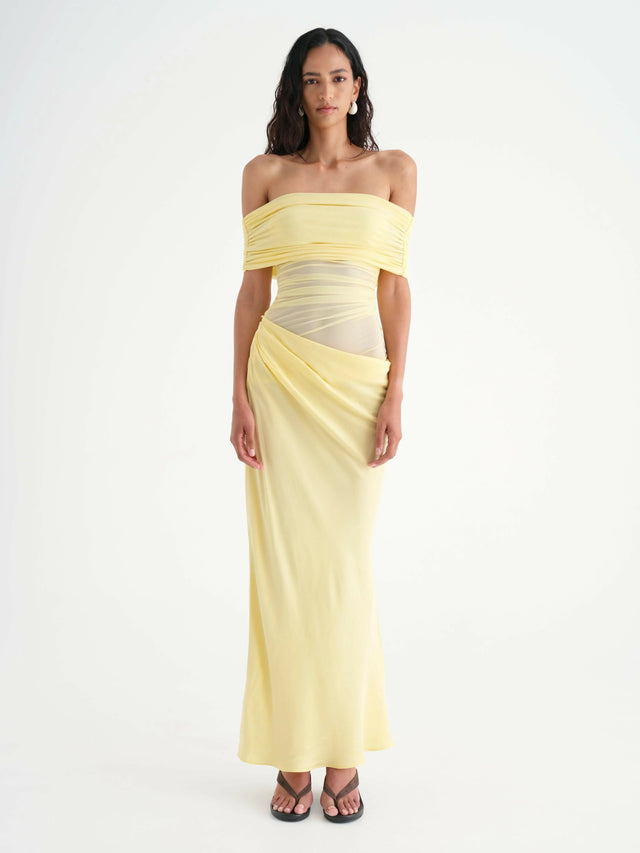 Benni Nico Off Shoulder Maxi - 8 / Yellow - Dresses