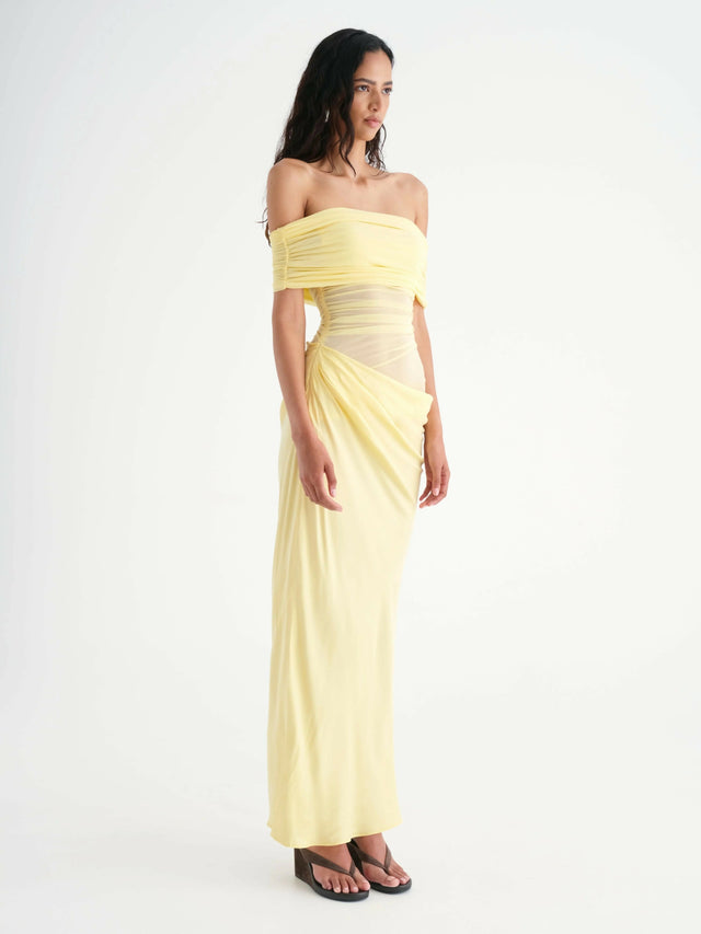 Benni Nico Off Shoulder Maxi - 8 / Yellow - Dresses
