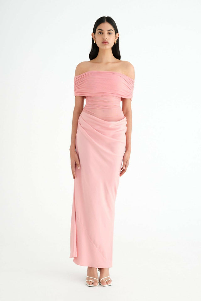 Benni Nico off Shoulder Maxi Dress Candy Floss Pink Size 6 - 6 / Pink - Dresses
