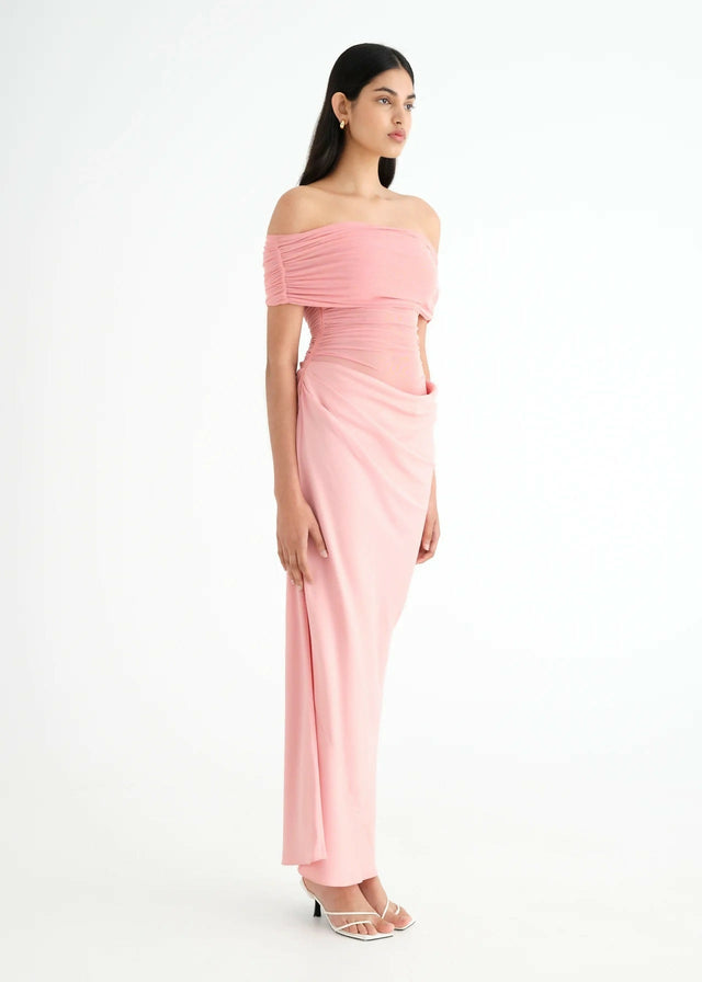 Benni Nico off Shoulder Maxi Dress Candy Floss Pink Size 6 - 6 / Pink - Dresses