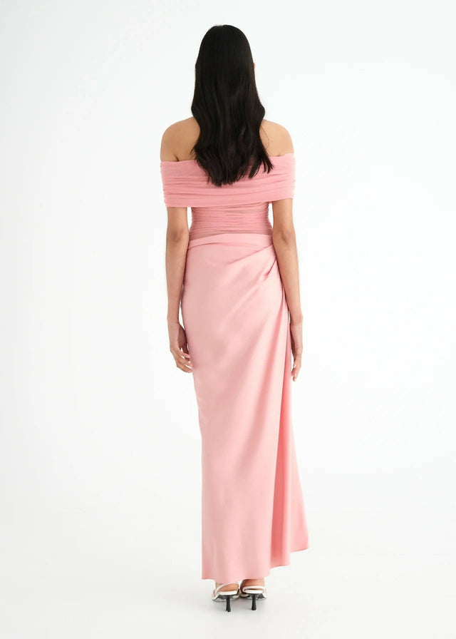 Benni Nico off Shoulder Maxi Dress Candy Floss Pink Size 6 - 6 / Pink - Dresses