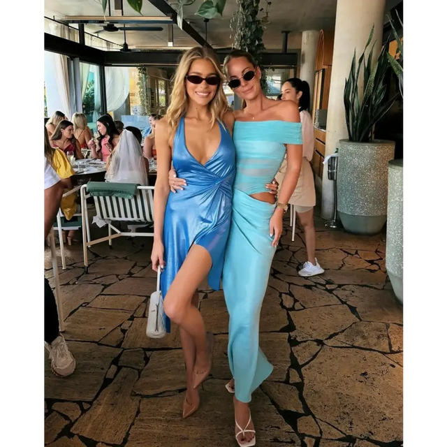 Benni Nico Off Shoulder Maxi Dress in Aquamarine - 6 / Aquamarine - Dresses