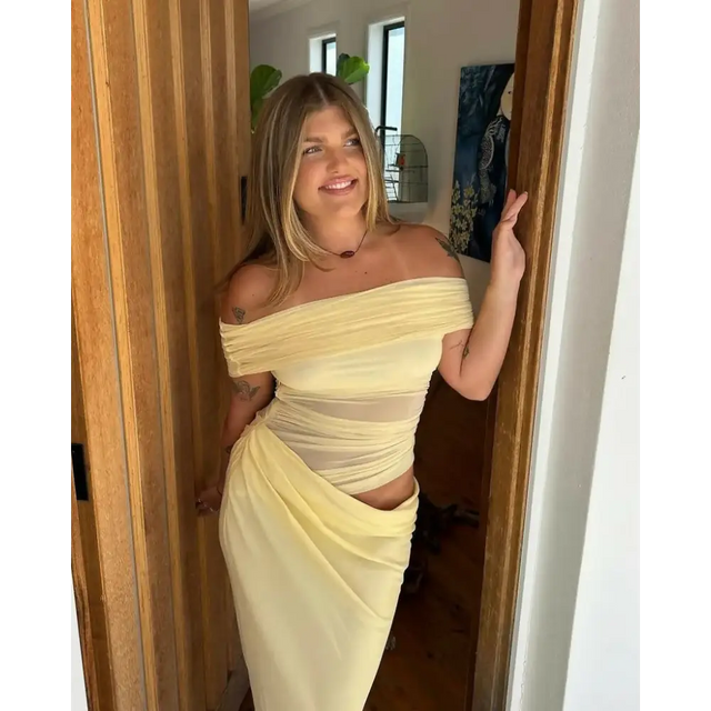 Benni Nico Off Shoulder Maxi Dress in Butter - 6 / Yellow - Dresses