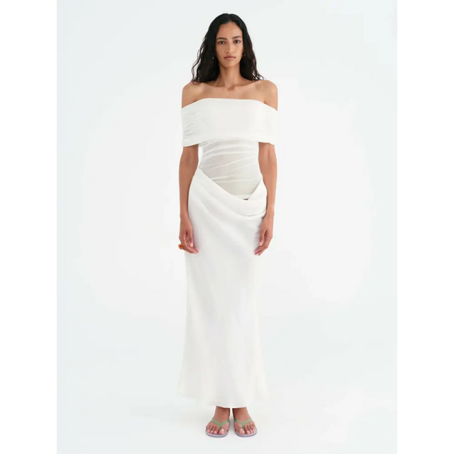 Benni Nico Off Shoulder Maxi White - 14 / White - Dresses