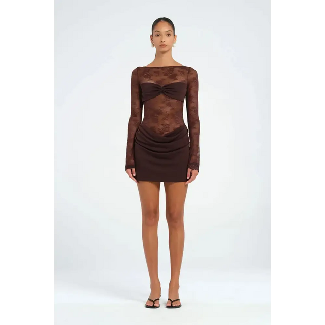 Benni Oskar Mini Dress Brown Chocolate Size 8 - 8 / Brown - Dresses