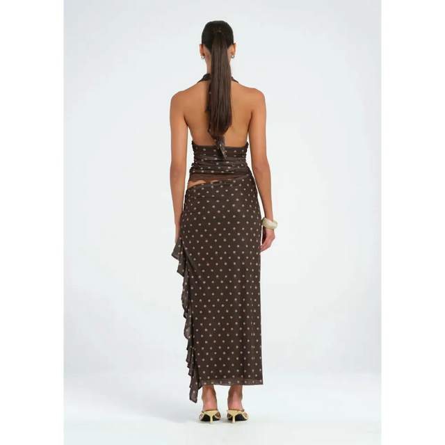 Benni Penelope Maxi Dress Espresso Polka - 8 / Brown - Dresses