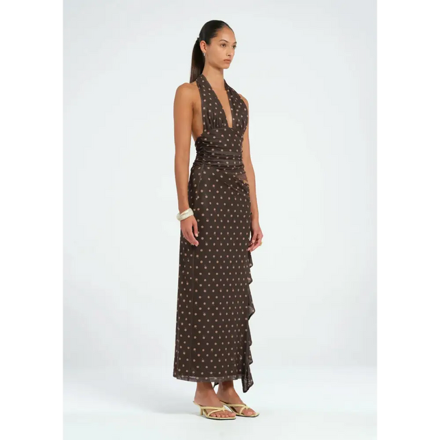 Benni Penelope Maxi Dress Espresso Polka - 8 / Brown - Dresses