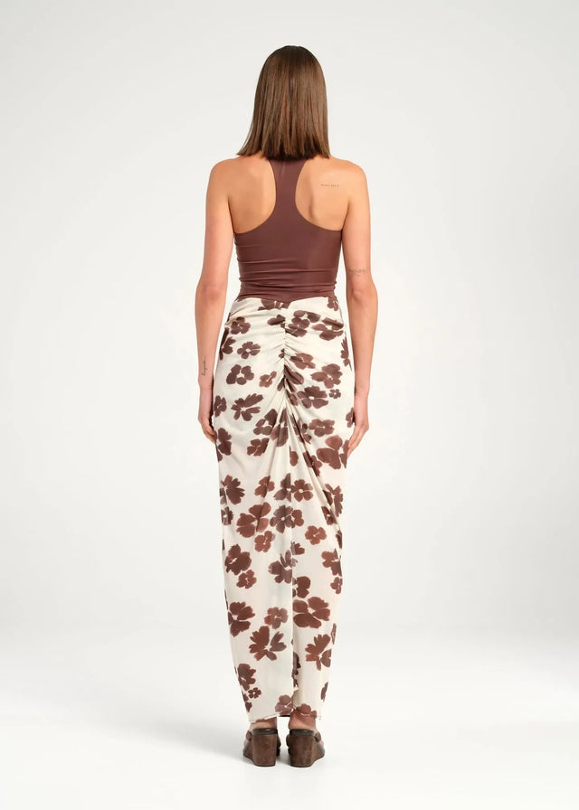 Benni Piper Maxi Dress in Coco Blossum - 14 / Brown - Dresses