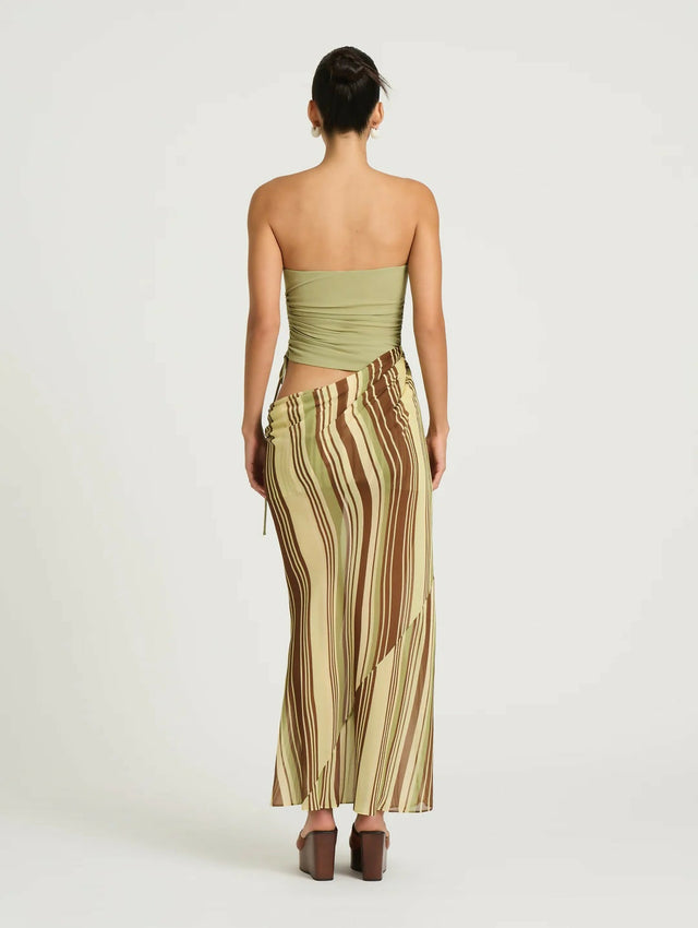Benni Roscoe Maxi Dress Earth Stripe - 6 / Green - Dresses